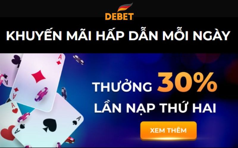 Thưởng 30% tại lần nạp thứ 2