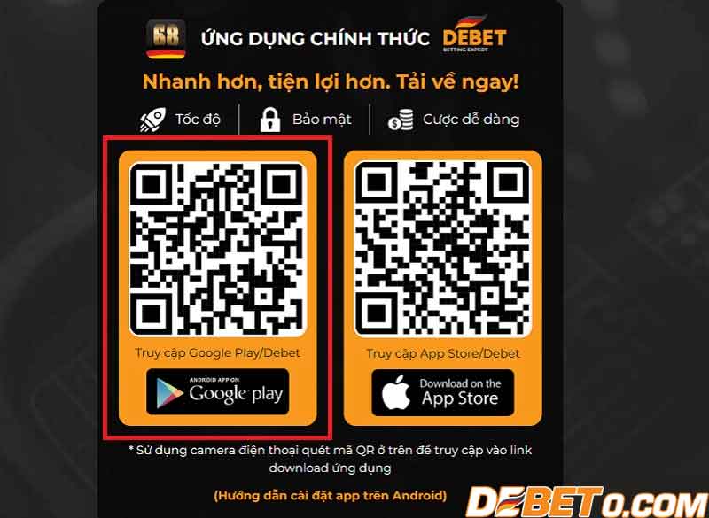 Anh em dùng mã quét để tải ứng dụng Debet về máy